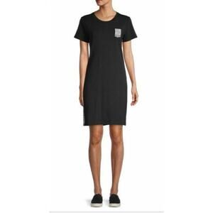 Karl Lagerfeld Paris Logo Tape T-Shirt Dress • Y2K Style • Black • Size S